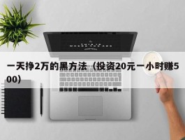 一天挣2万的黑方法（投资20元一小时赚500）