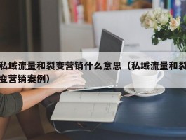 私域流量和裂变营销什么意思（私域流量和裂变营销案例）