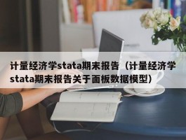 计量经济学stata期末报告（计量经济学stata期末报告关于面板数据模型）