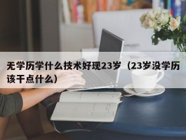 无学历学什么技术好现23岁（23岁没学历该干点什么）