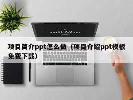 项目简介ppt怎么做（项目介绍ppt模板免费下载）